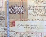 Angel toile fabric French document script pink Remnant