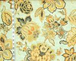 Orange grey gold Indienne floral fabric aqua blue Tibet