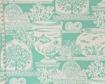 Aqua ocean beach fabric coral fish seashell aquarium