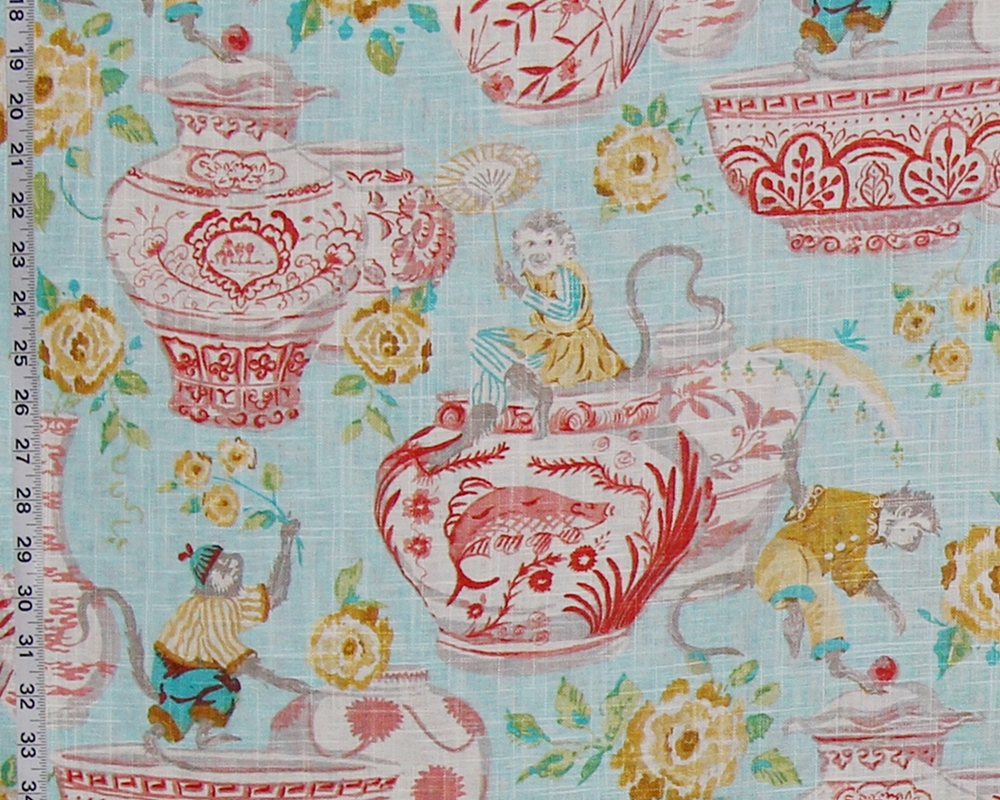 ORANGE CANTON CHINA with MONKEY FABRIC