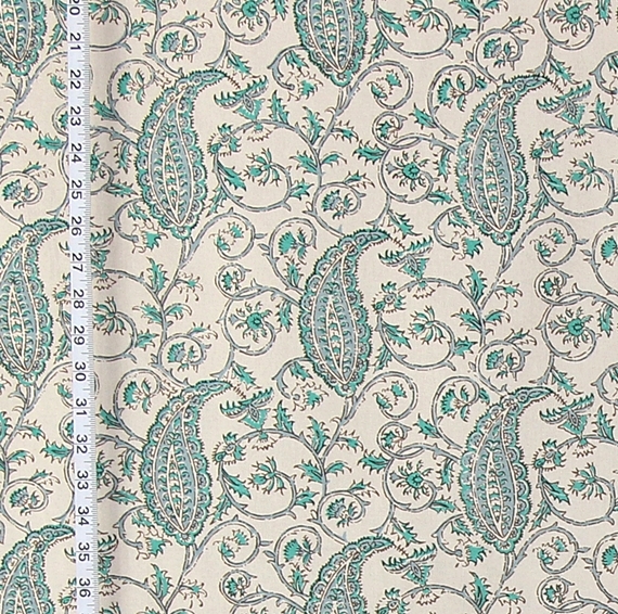 AQUA BLUE PAISLEY FABRIC