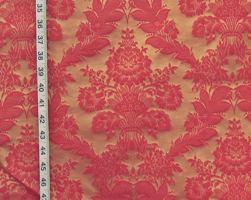 VINTAGE RED GOLD BROCADE FABRIC 