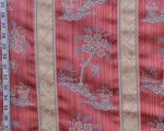 Vinstage Asian damask stripe fabric tree strie red blue Remnant- 29" DAMAGED