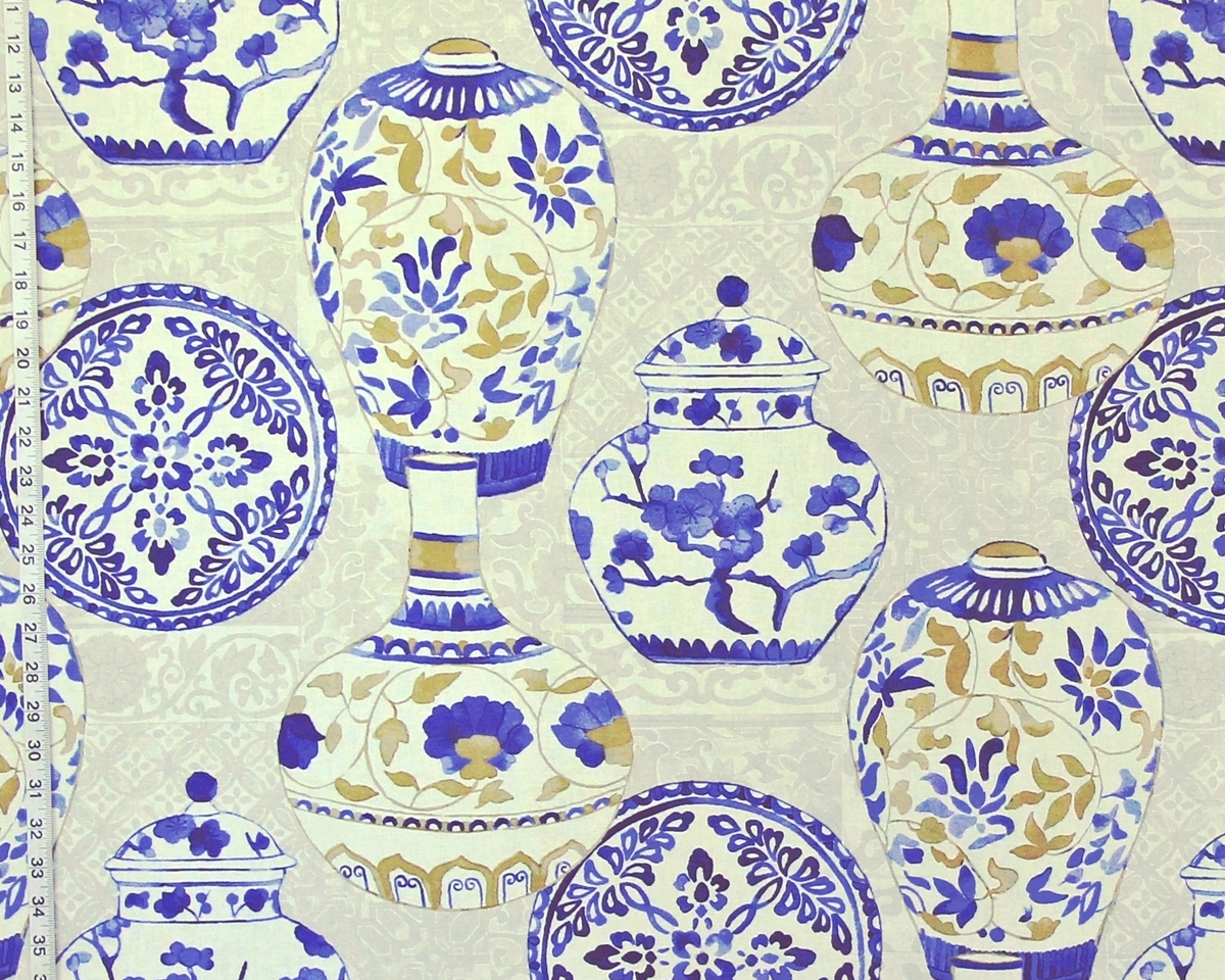 BLUE ASIAN PORCELAIN FABRIC