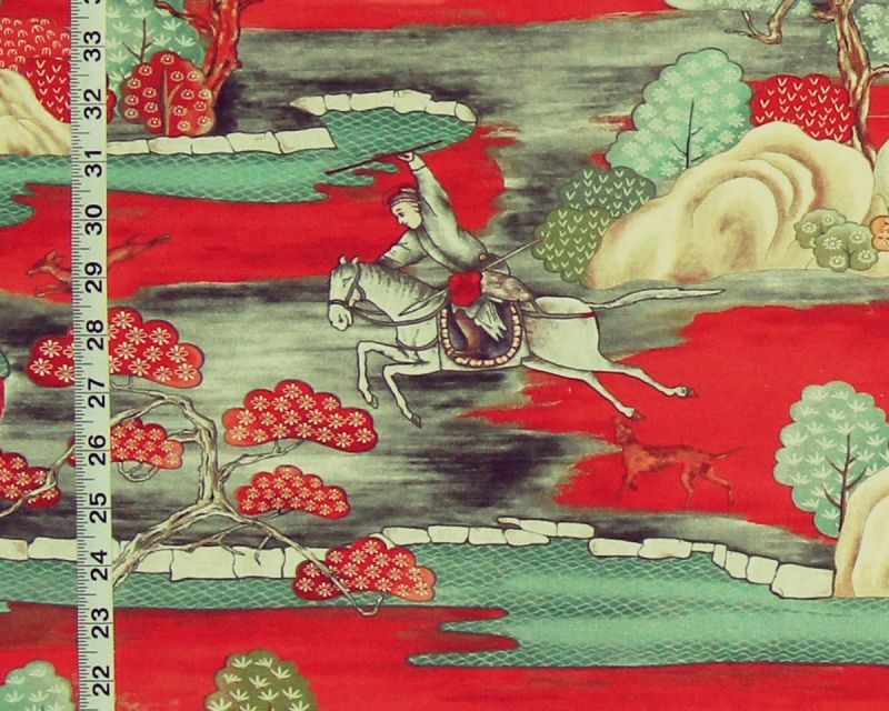 ASIAN HUNTING TOILE IN RED