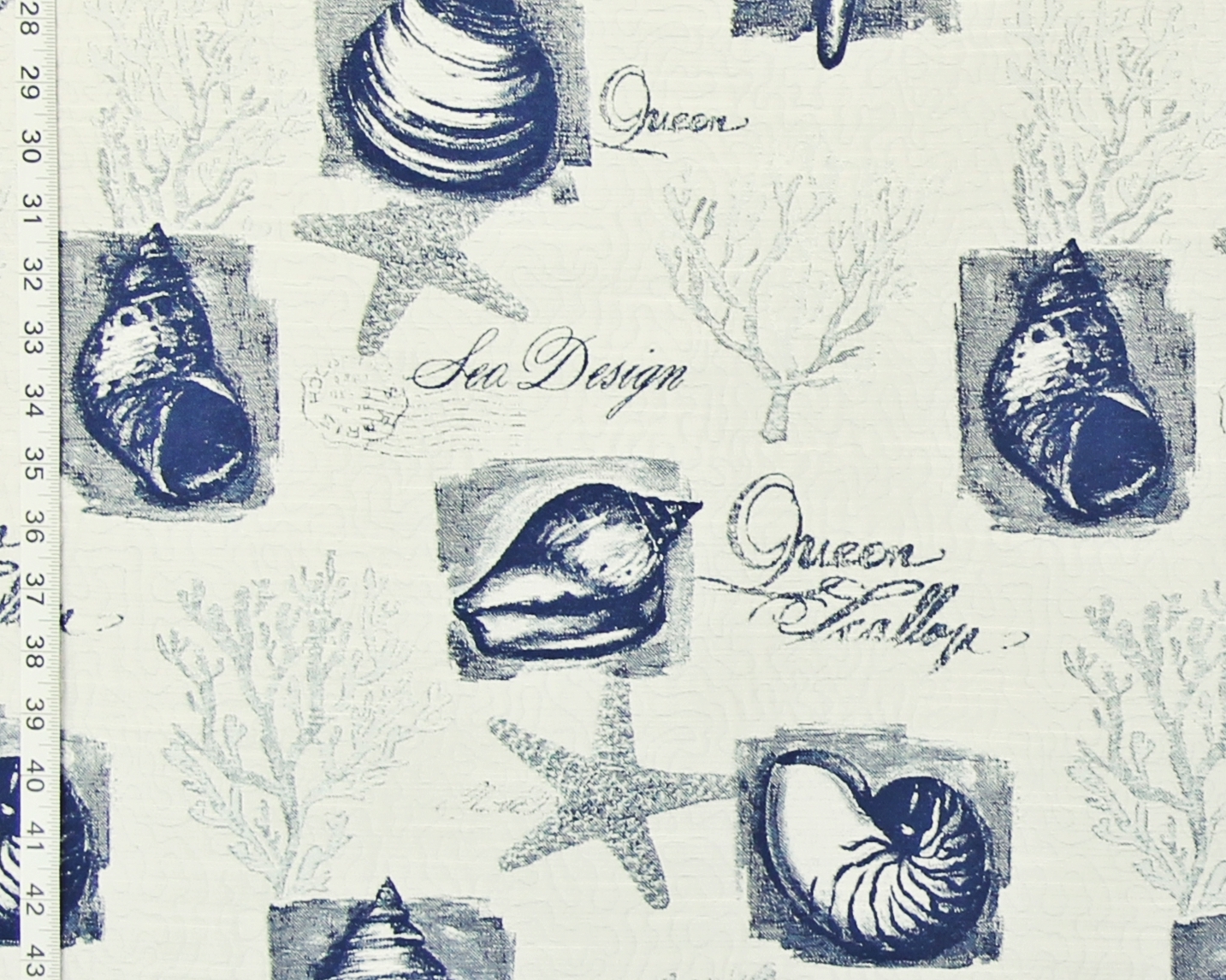 Blue Seashell Fabric C Starfish Upholstery Beach Decor Blue Seashell Fabric C Starfish Upholstery Beach Decor