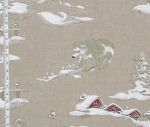 Winter fabric bear snow alpine cabin lodge decor linen tan