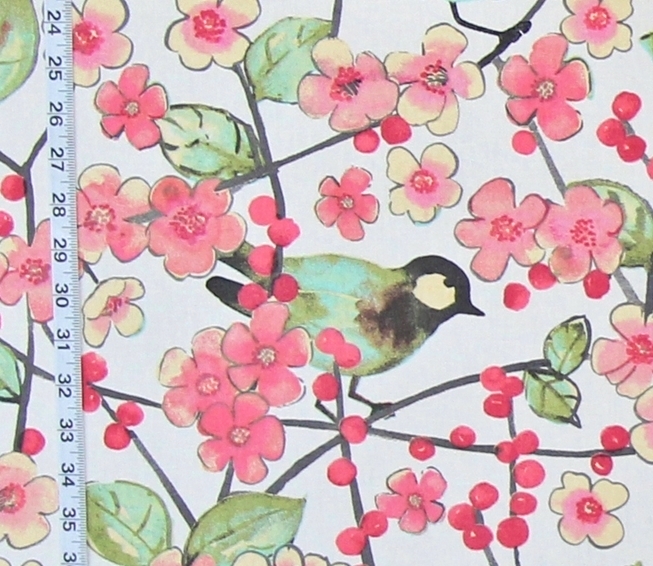 Cherry Blossom Fabric with Birds