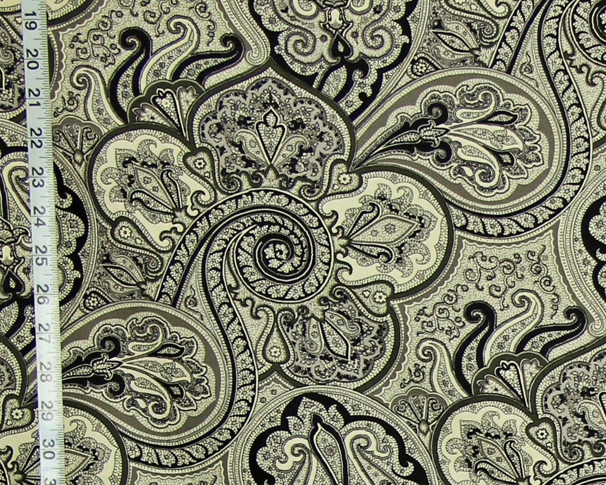 BLACK GREY PAISLEY FABRIC