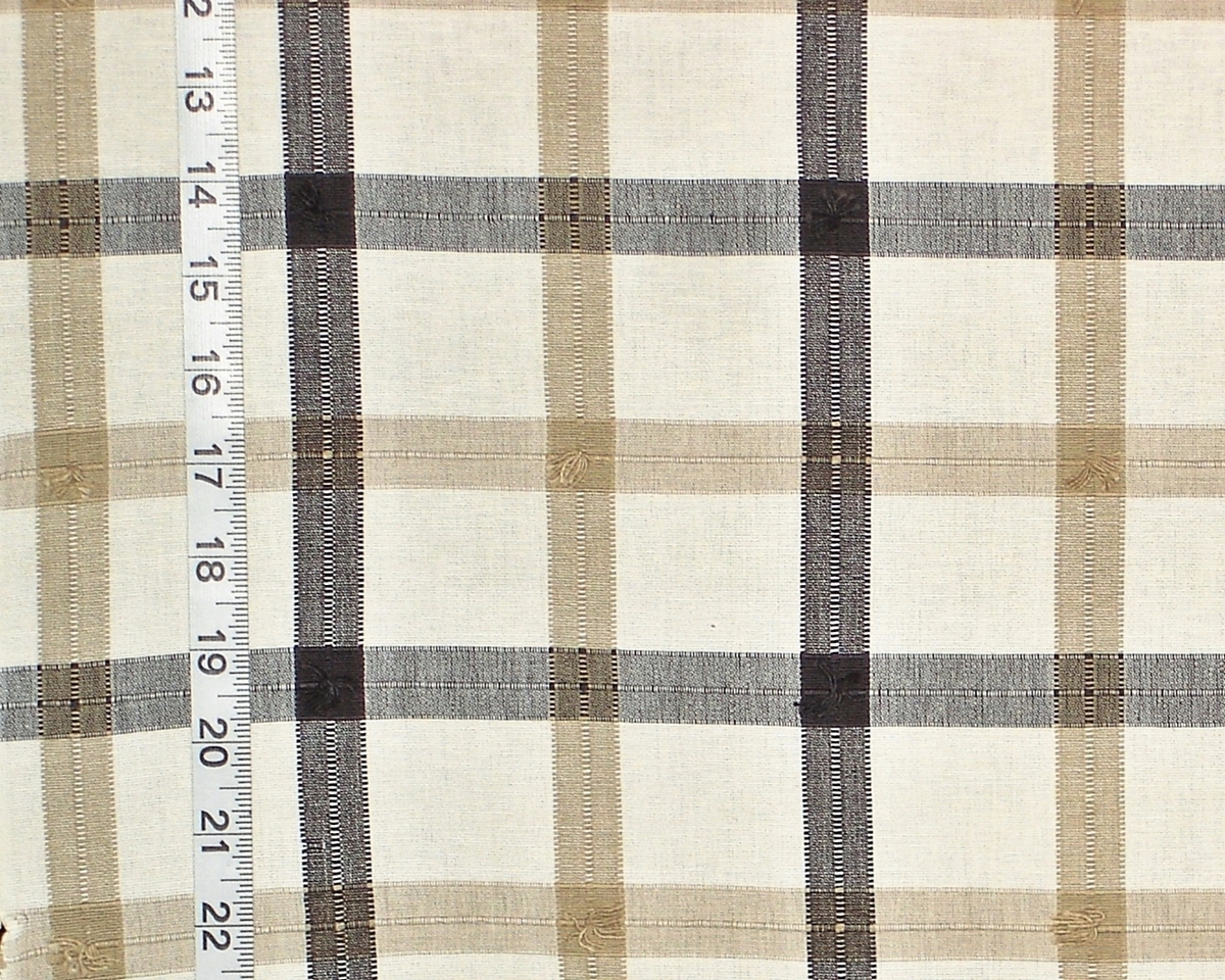 BLACK AND TAUPE BROWN WINDOWPANE PLAID FABRIC