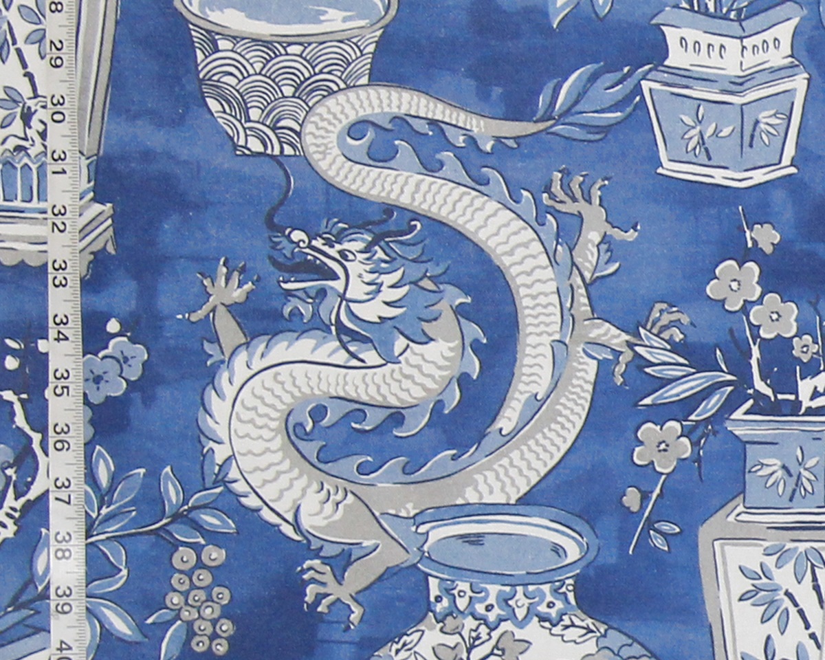 Blue Green Japanese Toile Fabric