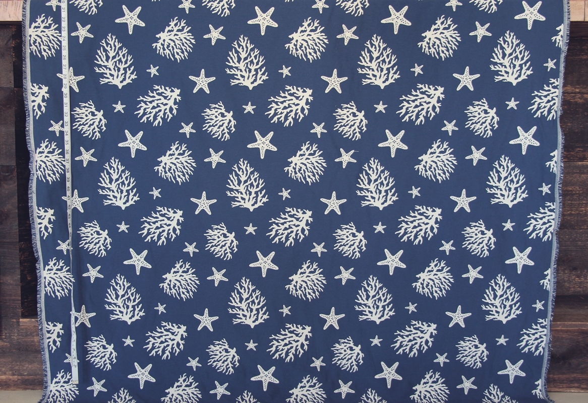 Blue Coral Star Fish Fabric