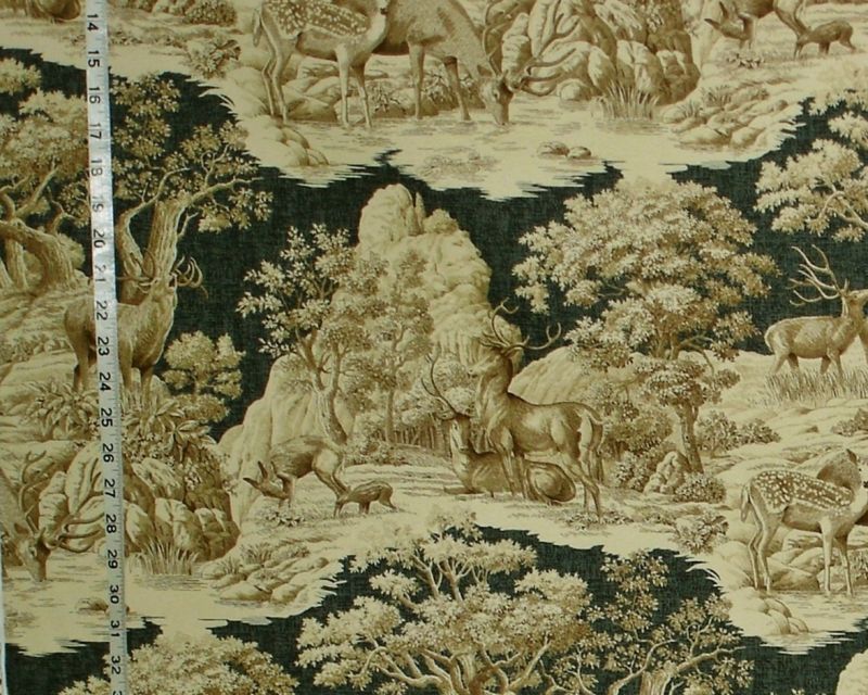 BLUE DEER TOILE FABRIC