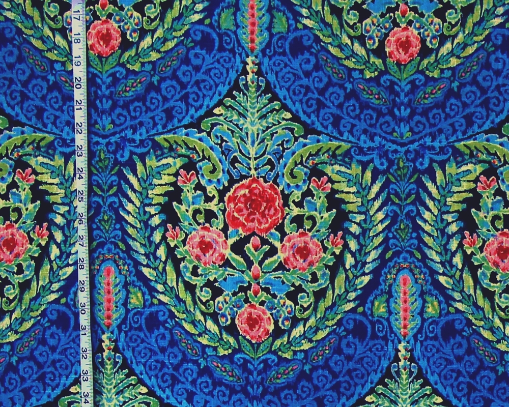 BLUE FLORAL MEDALLION FABRIC