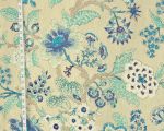 Indienne fabric green sea glass aqua blue watercolor