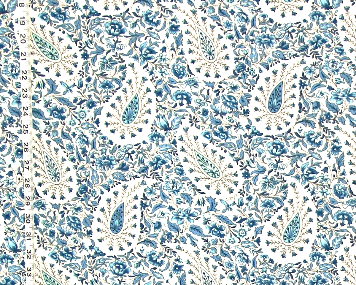 BLUE PAISLEY FLORAL FABRIC