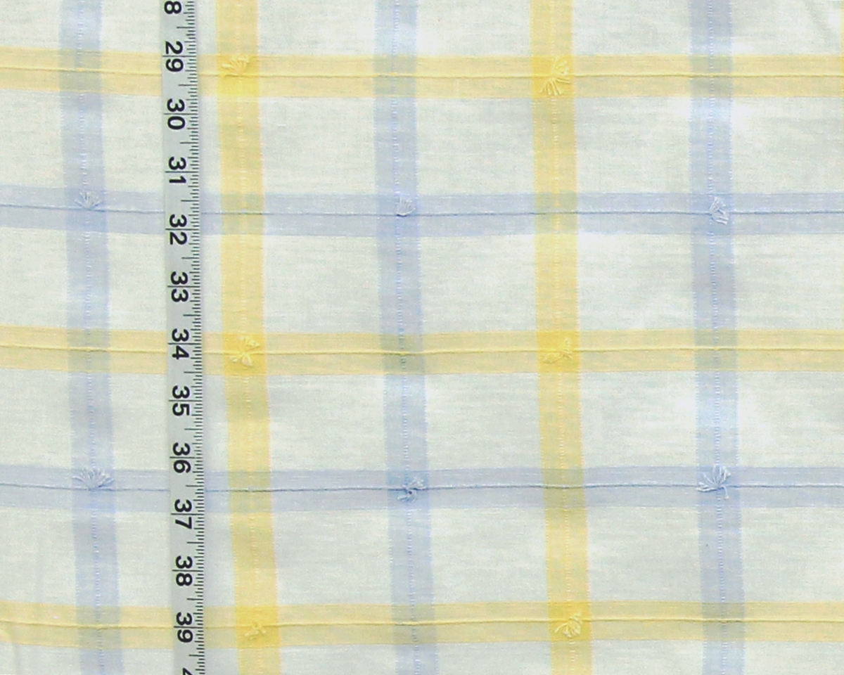 PASTEL BLUE YELLOW WINDOWPANE PLAID FABRIC