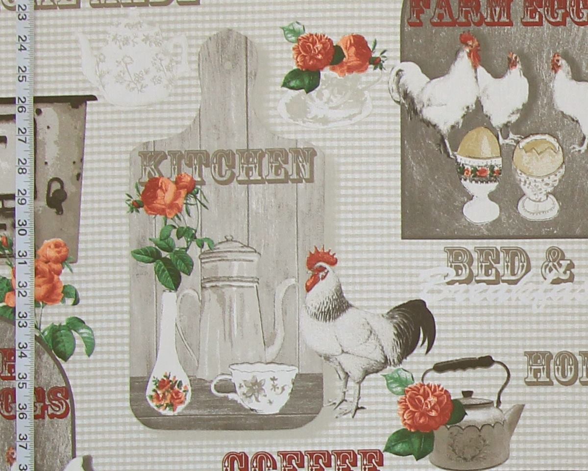 BREAKFAST KITCHEN ROOSTER FABRIC