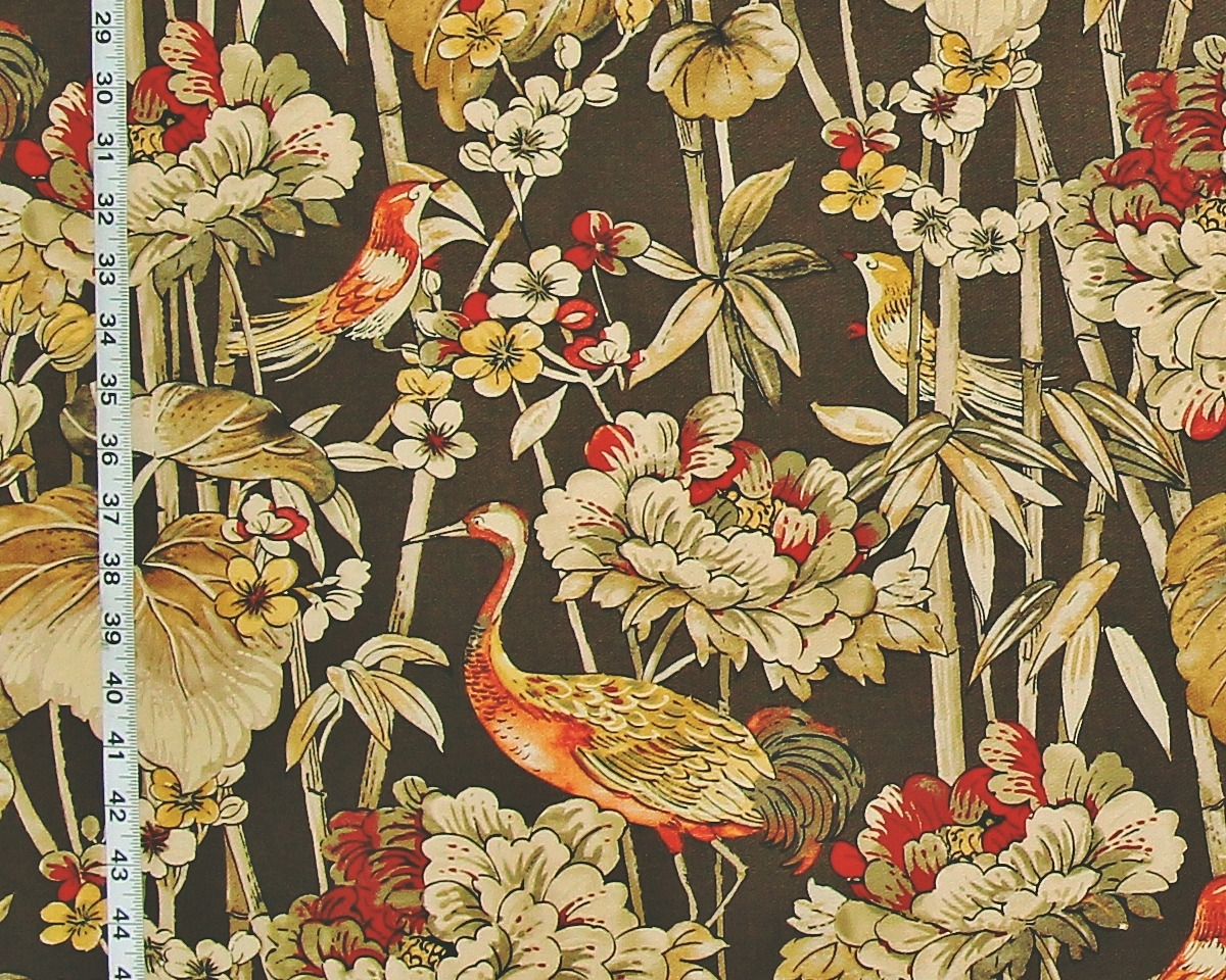 BROWN ASIAN CRANE FABRIC