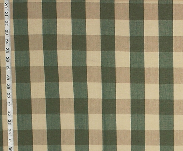 Green and Brown Buffalo Checked Fabric