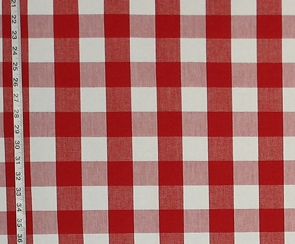 RED AND WHITE BUFFALO CHECK FABRIC