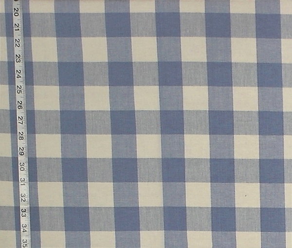 French blue cream buffalo check fabric- Sky