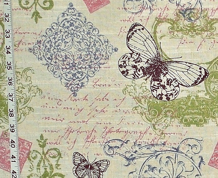 Paris Apartment Butterfly Document Script Fabric