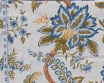 Clarence House Fabric Colonial floral Tree of Life blue gold Remnant- 21"