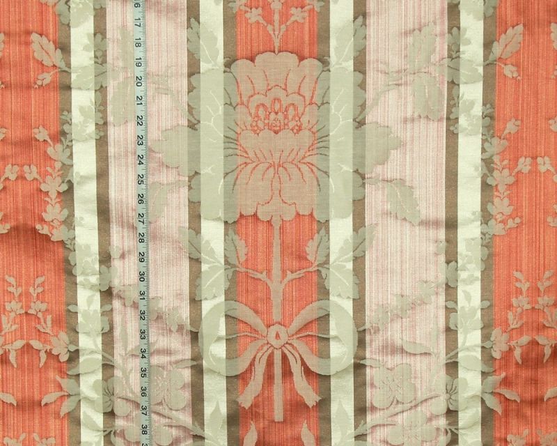 Anjou Damask Fabric in Orange and Pink