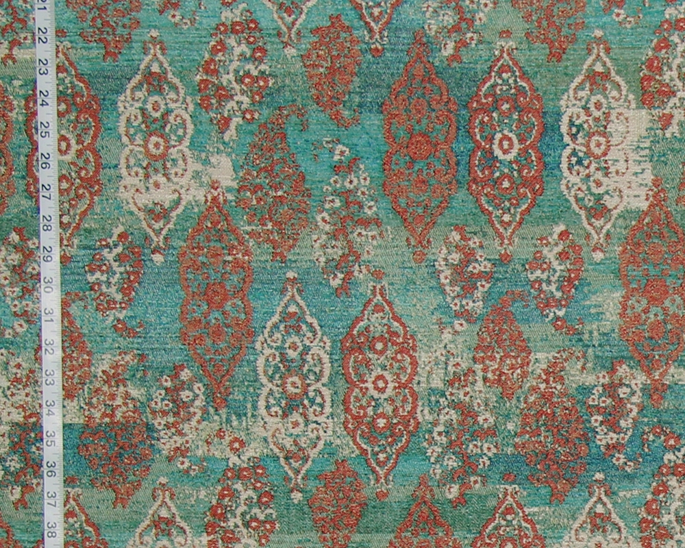 AQUA BLUE RUST RUG FABRIC