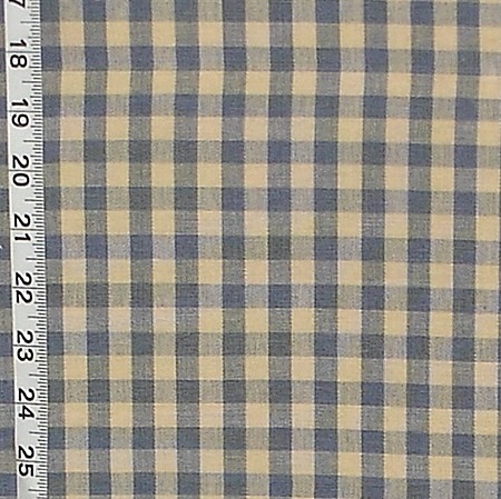 FRENCH CHINA BLUE TAN GINGHAM FABRIC