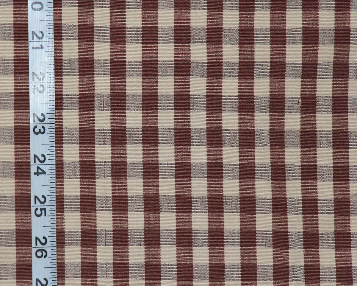Brown tan checked fabric gingham tea stained Espresso FLAWED- 36"