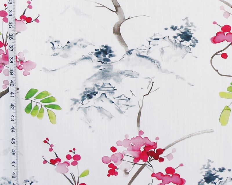 Literati Painting with Cherry Blossom Fabric