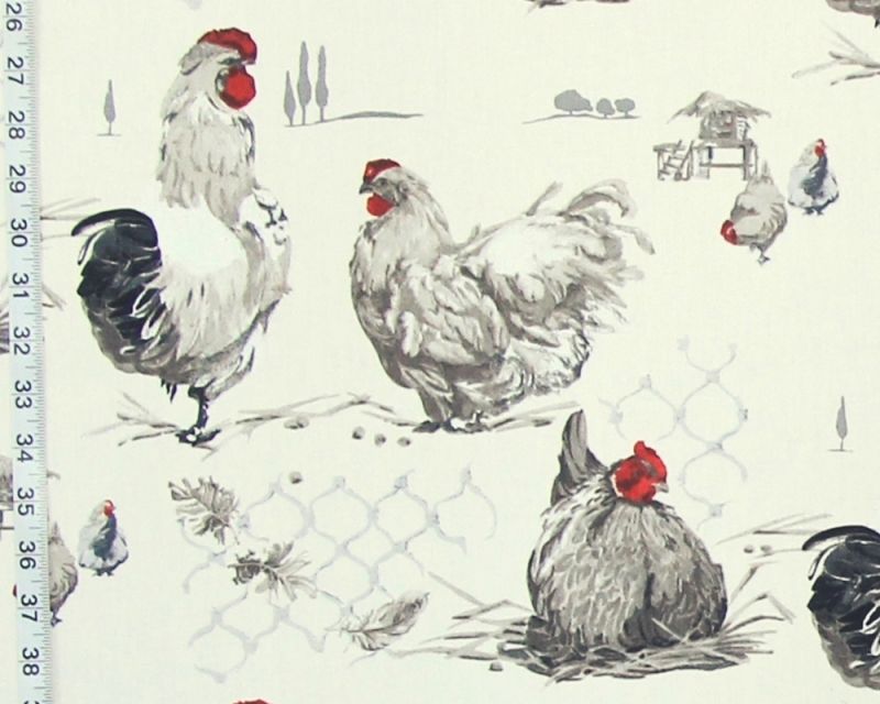 ROOSTER CHICKEN WIRE TOILE FABRIC