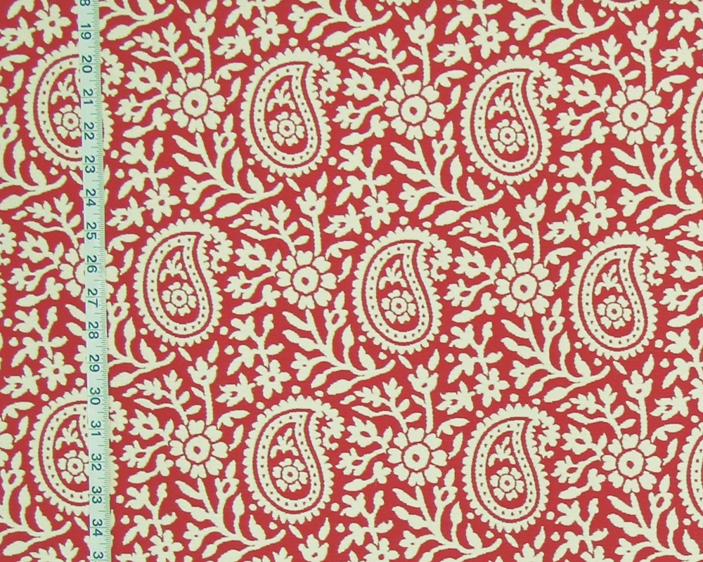 Clarence House Fabric  red orange paisley upholstery chanderi