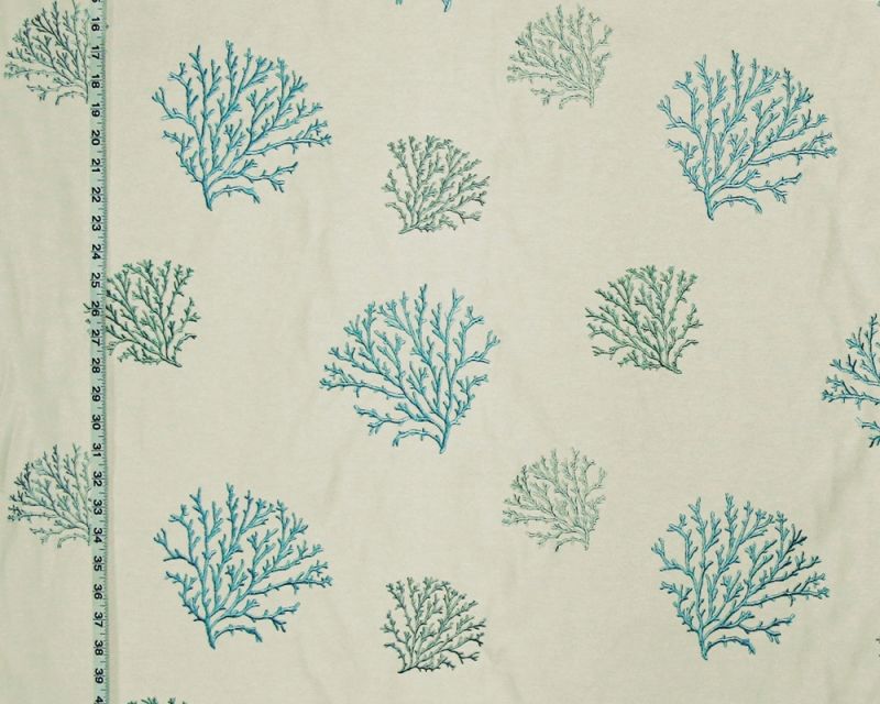 embroidered blue coral fabric