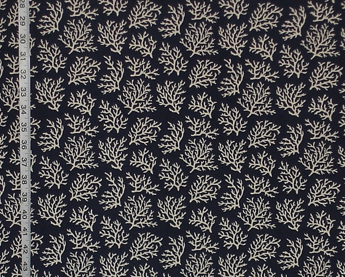 MINI CORAL FABRIC ON NAVY BLUE