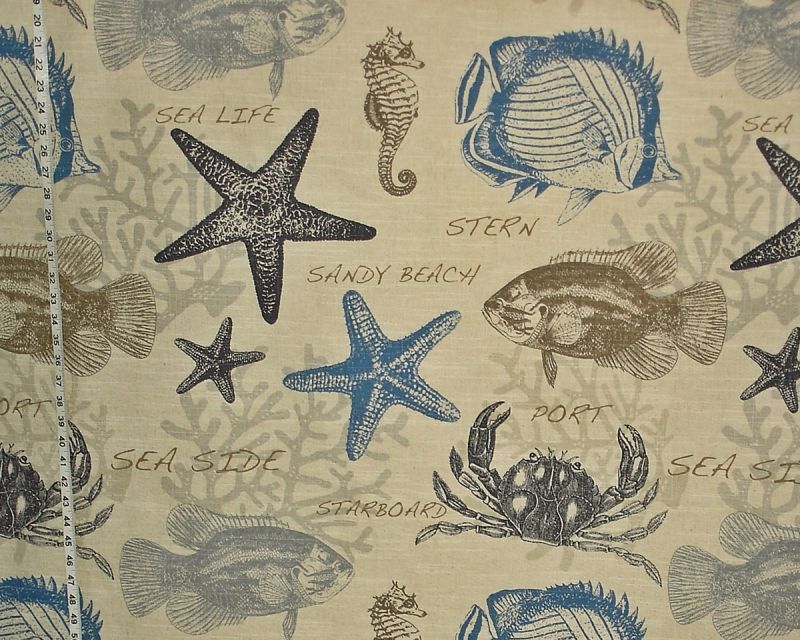 BEACH FABRIC BLUE CRAB FISH