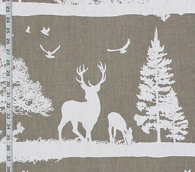 Deer Silhouette Linen Fabric