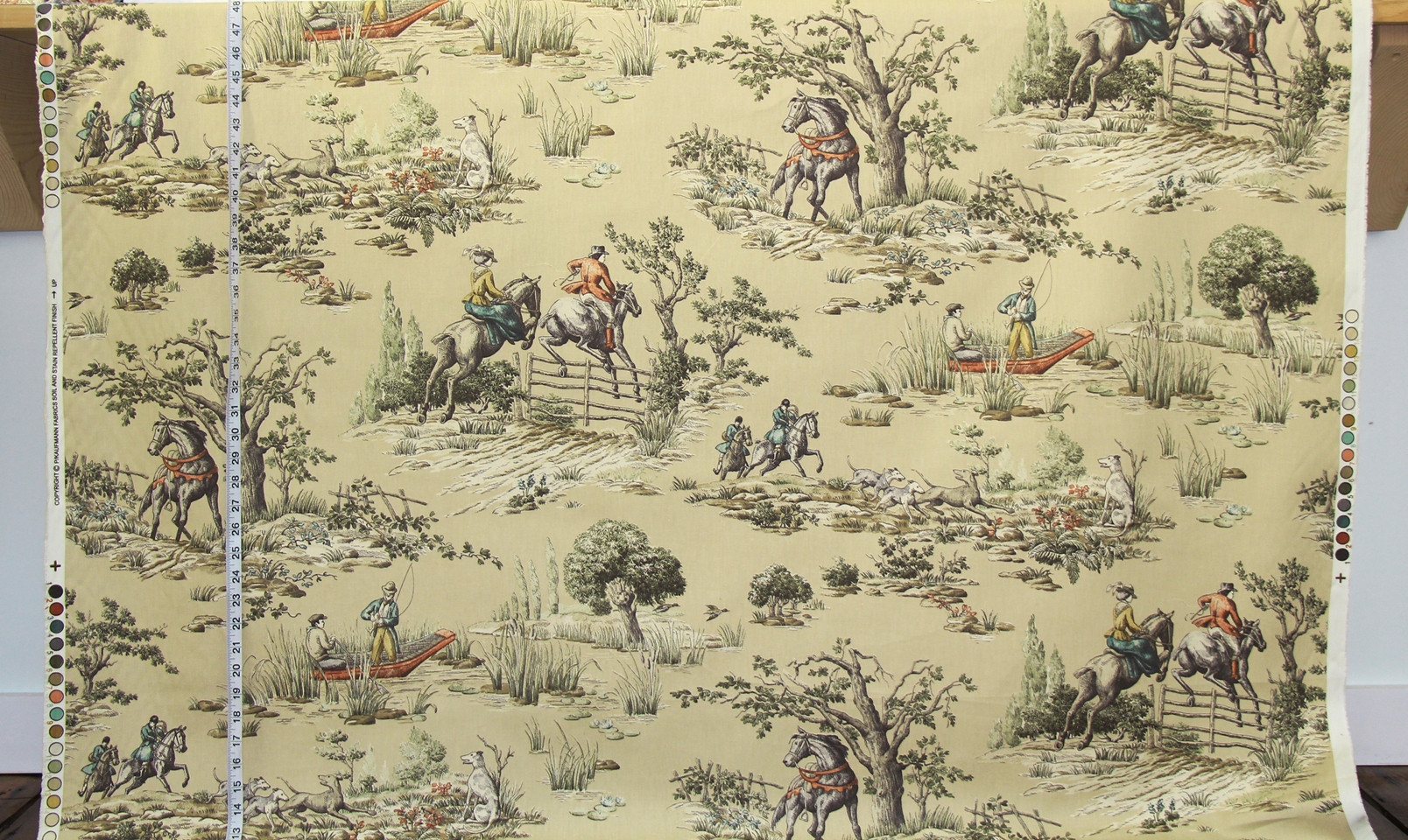 HORSE FISHING TOILE FABRIC IN TAN