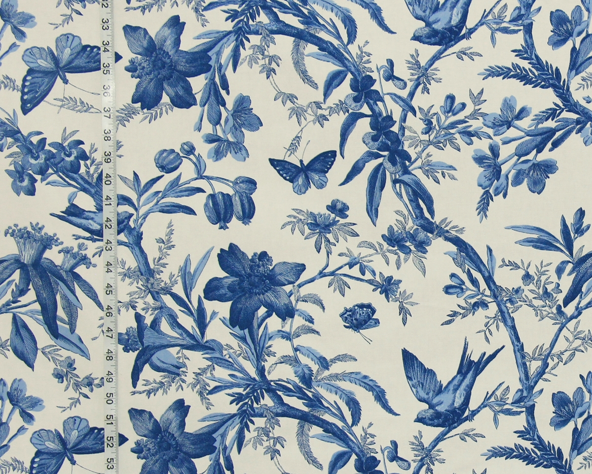 BLUE BIRD TOILE FABRIC