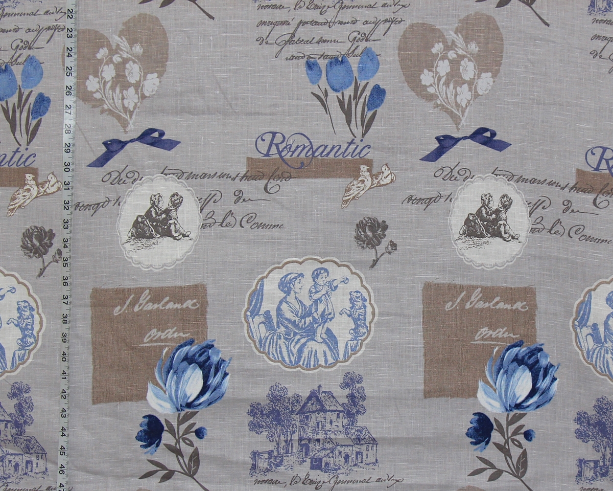 FRENCH DELFT BLUE FRENCH TOILE FABRIC