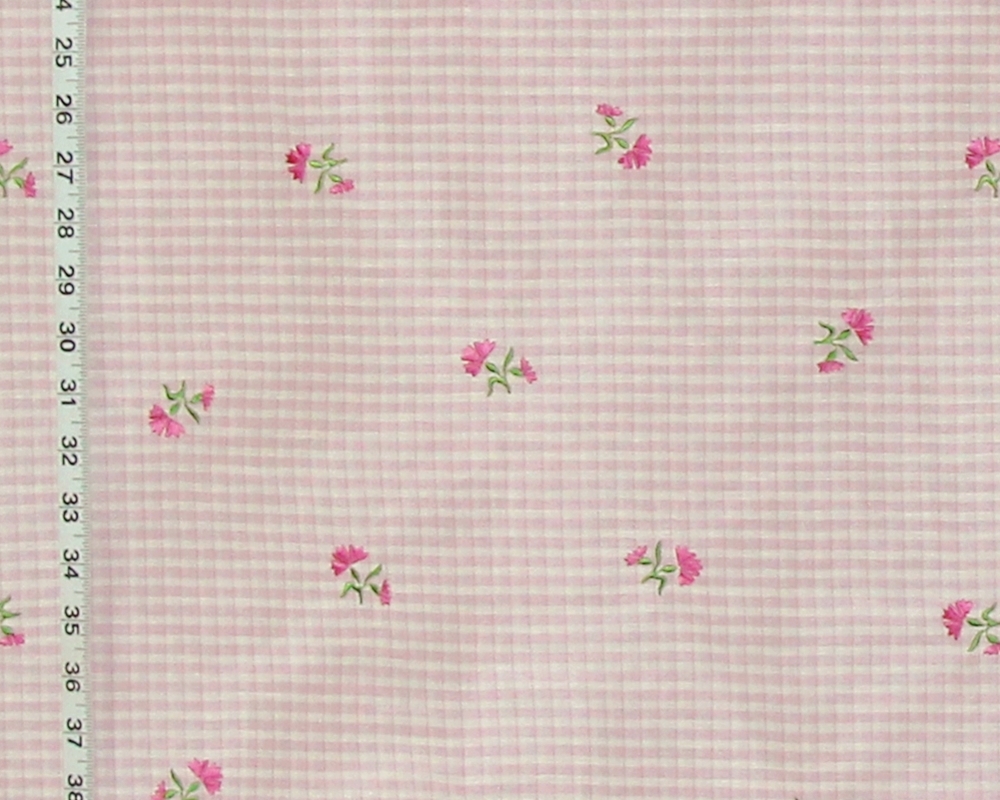 Pink Flower Fabric on Lilac Pink Plaid