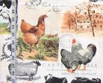 French farm fabric rooster goose cow sheep
