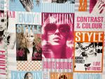 French fashion magazine fabric modern retro purple orange