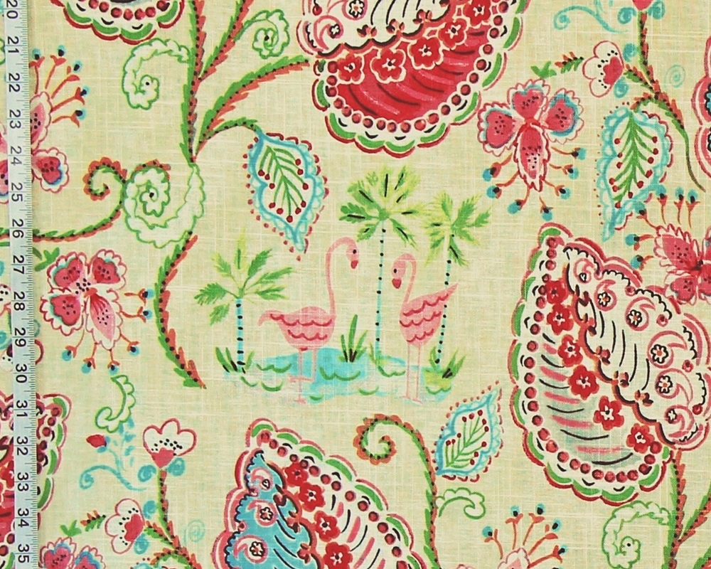 TROPICAL FLAMINGO GARDEN FABRIC