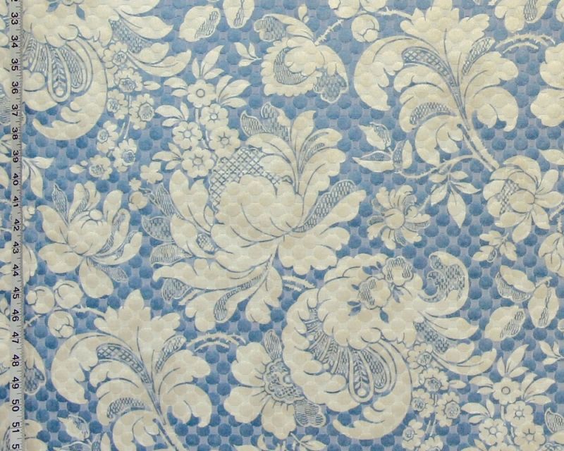 BLUE FLORAL MATELASSE FABRIC