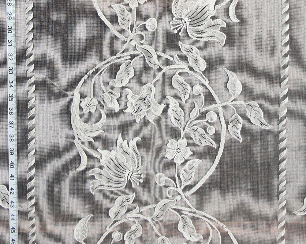 Nottingham Lace Curtain Fabric White Art Nouveau Floral From Brick