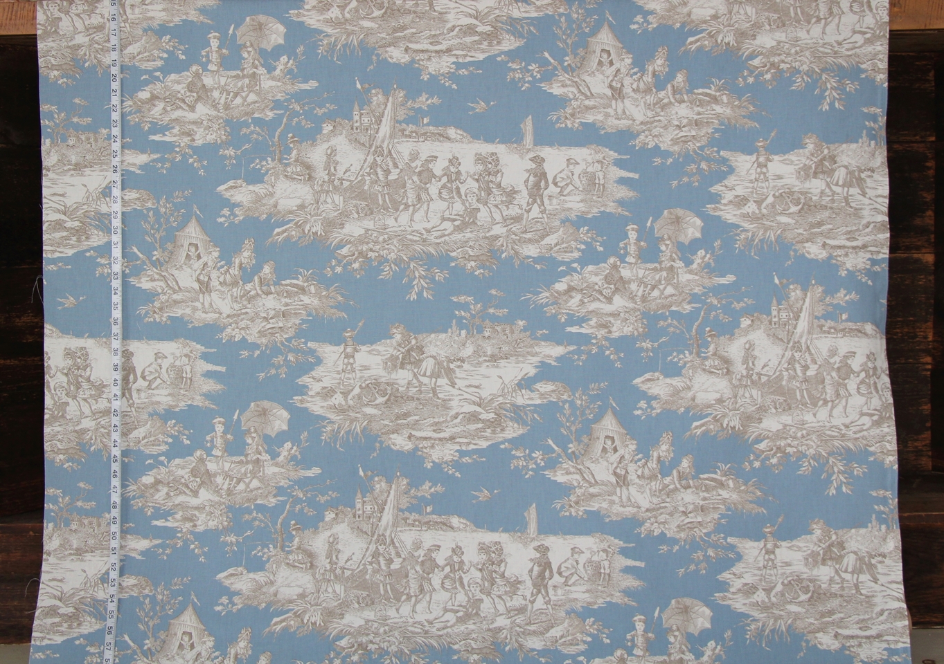 French Pastoral Toile Fabric 108 Wide (Blue) #596