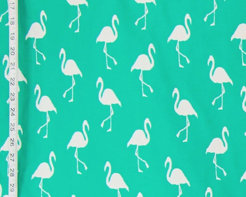 CARIBBEAN GREEN OUTDOOR FLAMINGO FABRIC